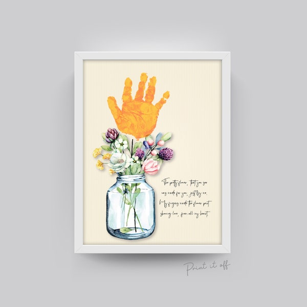 Flower Handprint Hand Art Craft Poem / Mothers Day Mom Mum / Kids Baby Toddler / Activity Keepsake Gift Card  Memory / PRINT IT OFF 0470