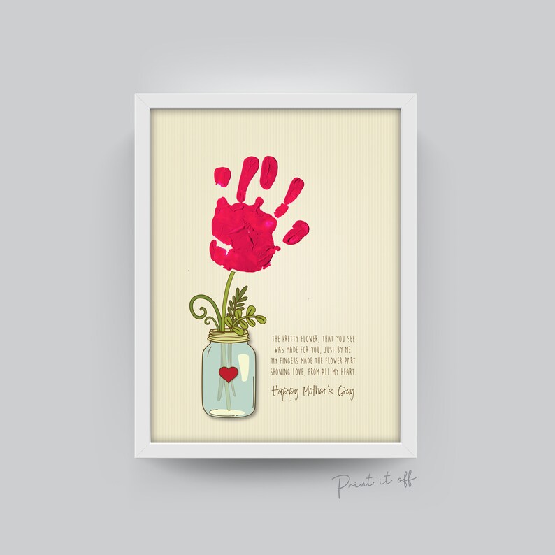 Handprint Art / Flower Jar / Keepsake Craft / Happy image 1