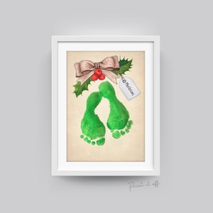 Mistletoes Mistle-Toes Footprint Art Craft / Christmas Xmas / Kids Baby Toddler Feet / Gift DIY Memory Card Keepsake / Print It Off 0651