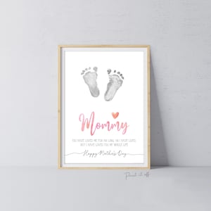 Mama Fijne Moederdag Mama / Voetafdruk Handafdruk Voeten Voet Art Craft / Kids Baby Peuter / Aandenken DIY-kaart / Print het uit 0852