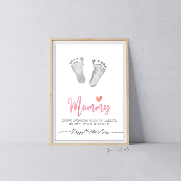 Mommy Happy Mother's Day Mom / Footprint Handprint Feet Foot Art Craft / Kids Baby Toddler / Keepsake DIY Card / Print It Off 0852