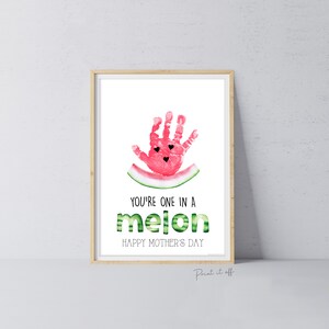Uno en un millón de melones feliz / Día de la Madre / Handprint Hand Art Craft / Niños Bebé Niño pequeño / Tarjeta de regalo DIY de recuerdo / Imprímalo 0864