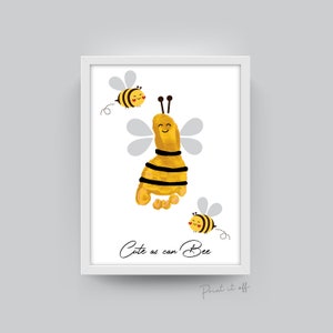 Cute As Can Bee / Handprint Footprint Art / Valentine&#39;s Day / Bumble Bee / DIY Card Craft Art Decor / Kids Baby Toddler / Print it Off 0389