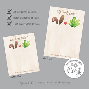 Bunny Carrot EDITABLE / Footprint Foot Art Craft / Hoppy First Happy Easter / Baby Child / DIY Custom EDIT Corjl Card Print It Off