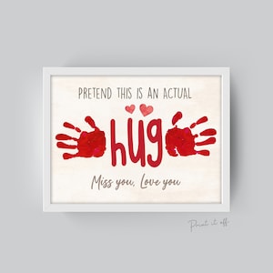 Fai finta che questo sia un abbraccio / Handprint Art Craft / I tuoi cari all'estero mi manchi Lockdown / Cartolina postale fai da te Love Valentine's / Baby Kids Print 0157