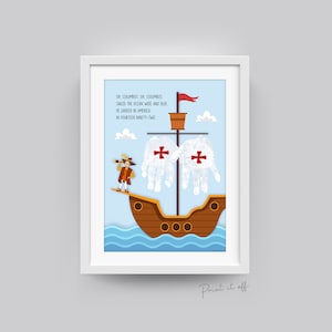 Columbus Day Handprint Hand Craft Art Activity / USA US History Happy Holiday / School Preschool / Child Kids Teacher /  Print It Off 0612