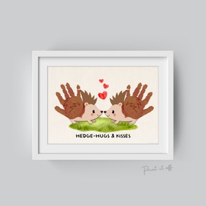 Hedge-Hugs & Kisses Handprint Art Craft / Valentines Love Thanksgiving Fall Autumn / Hedgehog / Kids Toddler Baby Card / Print It Off 0564
