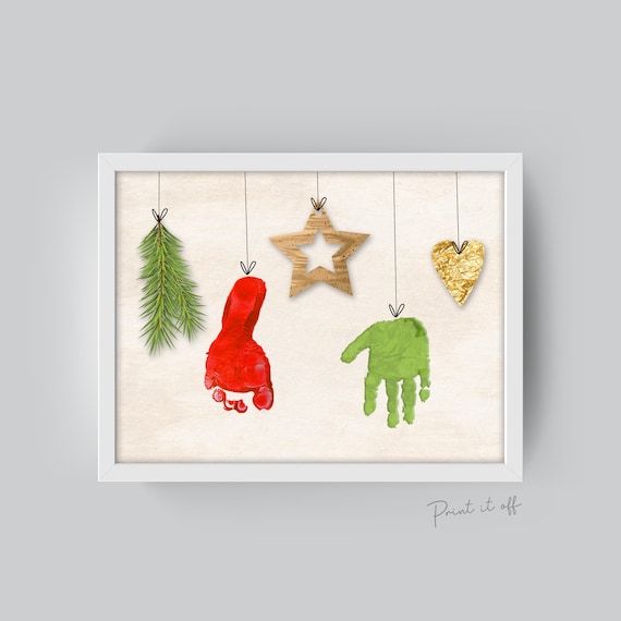 Christmas Ornaments / Xmas Handprint Footprint Art Craft / - Etsy