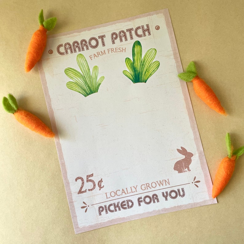 carrot patch farm sign footprint craft