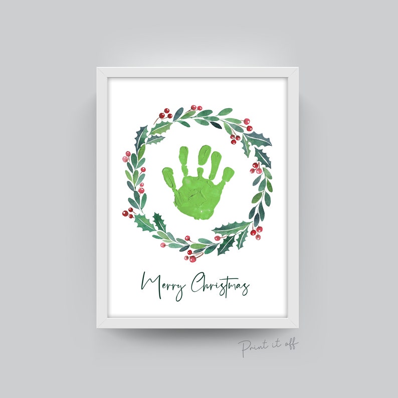 Merry Christmas Wreath / Handprints Footprints / Christmas Etsy
