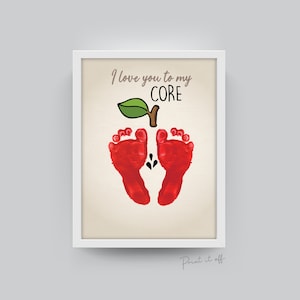 Je t'aime jusqu'au coeur / Empreinte artistique / Pomme pied Saint-Valentin / Cadeau bricolage Artisanat d'art Empreinte de la main / Enfants bébé bambin / Impression mémoire 0154