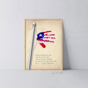 Flag Poem Handprint Art / 4th of July Independence Day / USA America American / Child Kids Baby Toddler / Keepsake Craft Print it Off 0251