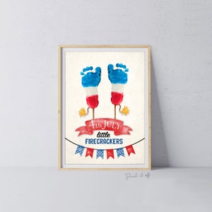 Pétards 4 juillet / Artisanat d&#39;art empreinte de main / Premier jour de l&#39;indépendance des États-Unis d&#39;Amérique / Enfant Enfants Bébé tout-petit / Impression 0528