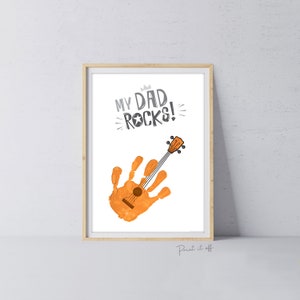 Handafdruk Art Craft / My Dad Rocks / Vaderdag verjaardag / Kinderen baby peuter / Keepsake Memory Craft DIY-kaart / Kaart afdrukken 0328