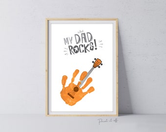 Handprint Art Craft / My Dad Rocks / Father's Day Birthday / Kids Baby Toddler / Keepsake Memory Craft DIY Card / Print Card 0328