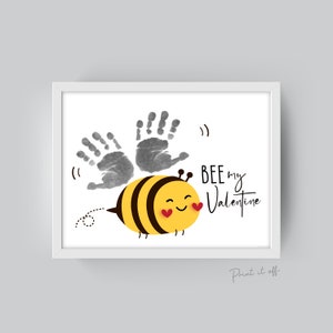 Biene Mein Valentin / Handabdruck Fußabdruck Kunst / Hummel / Happy Valentine's Day / Hummel / DIY Karte Craft Art / Kinder Baby Kleinkind / Print it Off 0167