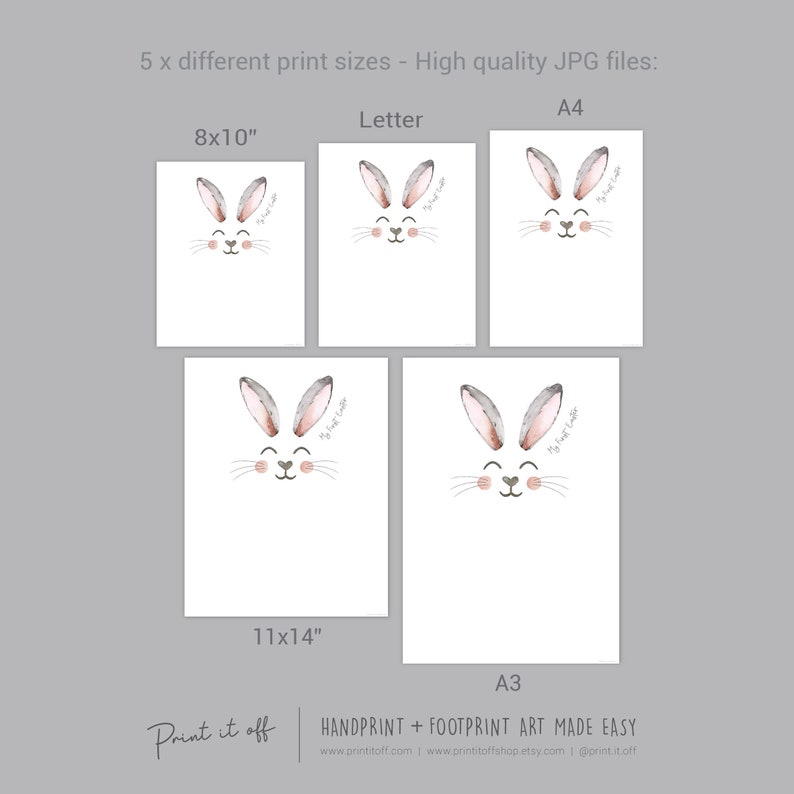 My First 1st Easter / Footprint Handprint Art / Cute Bunny Happy Easter / Baby Toddler / Keepsake Memory Craft DIY Card / Print It Off