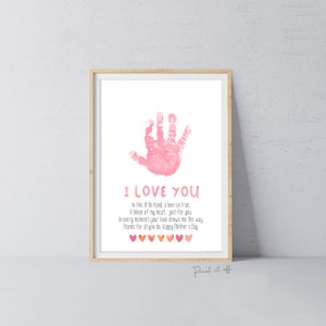 Muttertag Liebe Dich Hand Gedicht / Handabdruck Kunst Handwerk Vorlage / Kinder Baby Kleinkind / Andenken DIY Karte 0859