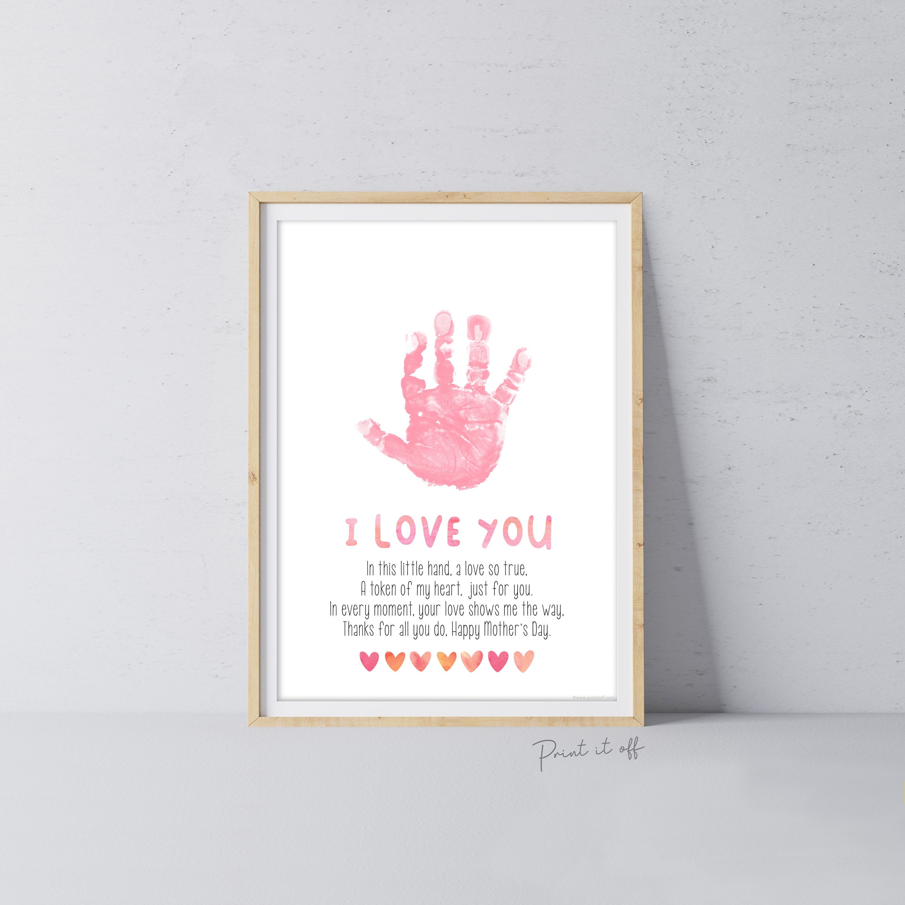 Mother's Day Love You Hand Poem / Handprint Art Craft Template