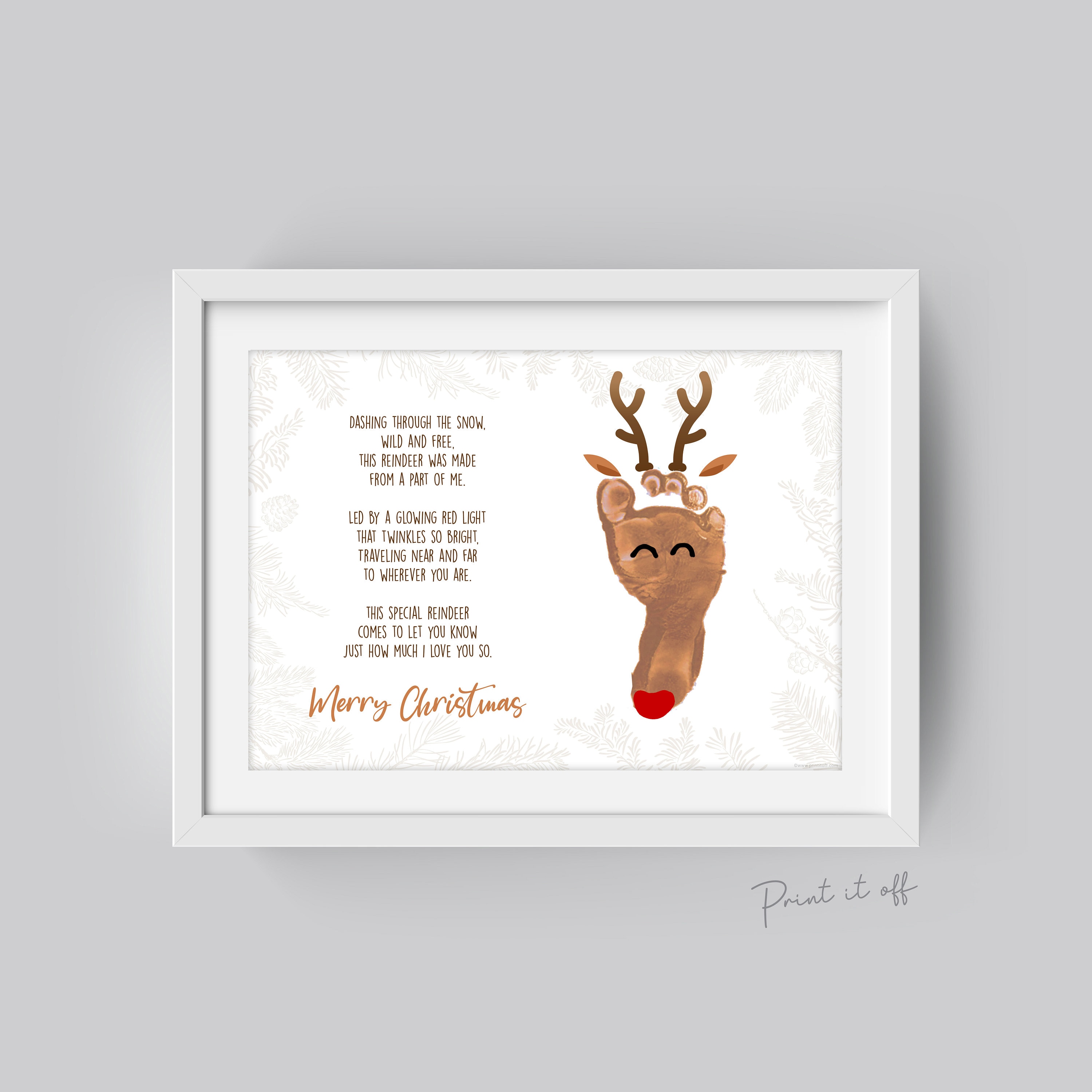 Reindeer Christmas Poem Handprint Footprint / Xmas Art Craft Etsy