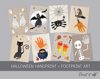 Halloween Handprint Footprint Art Craft / Baby Kids Child Toddler / Activity Wall Prints Printable Memory Keepsake Decor Decorations 0581