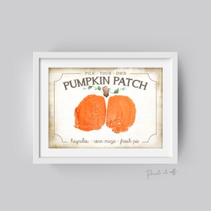 Patch citrouille / empreinte de main empreinte de pas Bum / artisanat d'art / impression de bas de bébé Bumkin pour tout-petits Thanksgiving Halloween ferme impression carte signe décor 0573