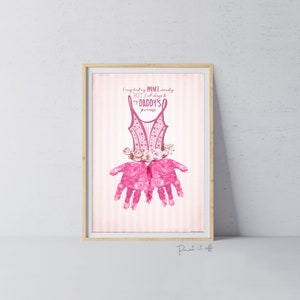 Vestido de princesa de papá / Arte de huellas de manos / Día del Padre Cumpleaños Papá Papá / Niños Bebé Niño / Recuerdo Regalo Artesanía DIY Tarjeta Impresión 0241