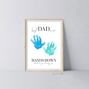 Handafdruk voetafdruk knutselkunst / Beste vader zonder twijfel / Vaderdag papa / Kinderen baby peuter knutselen DIY kaart / Afdrukbare printkaart 0287