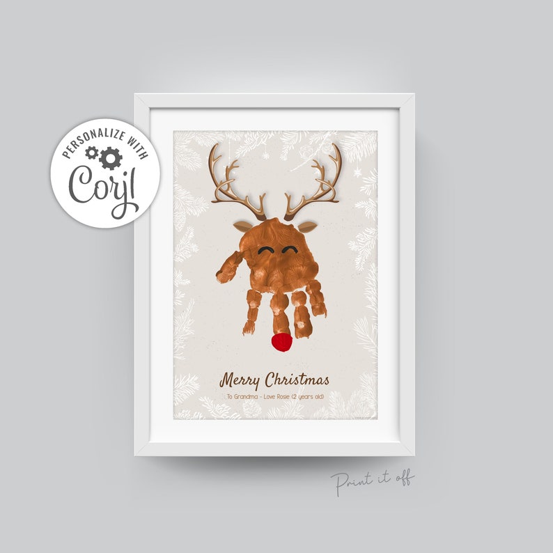 Reindeer Handprint Footprint Art Craft EDITABLE / Christmas Etsy