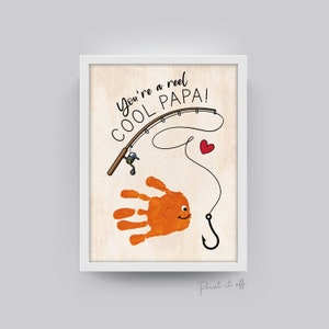 You're a Reel Cool Papa / Fisch Handabdruck Kunst / Geburtstags-Vatertag / Geschenk für Enkelkinder / Kinder Baby Kleinkind / Karte zum Selbermachen 0266