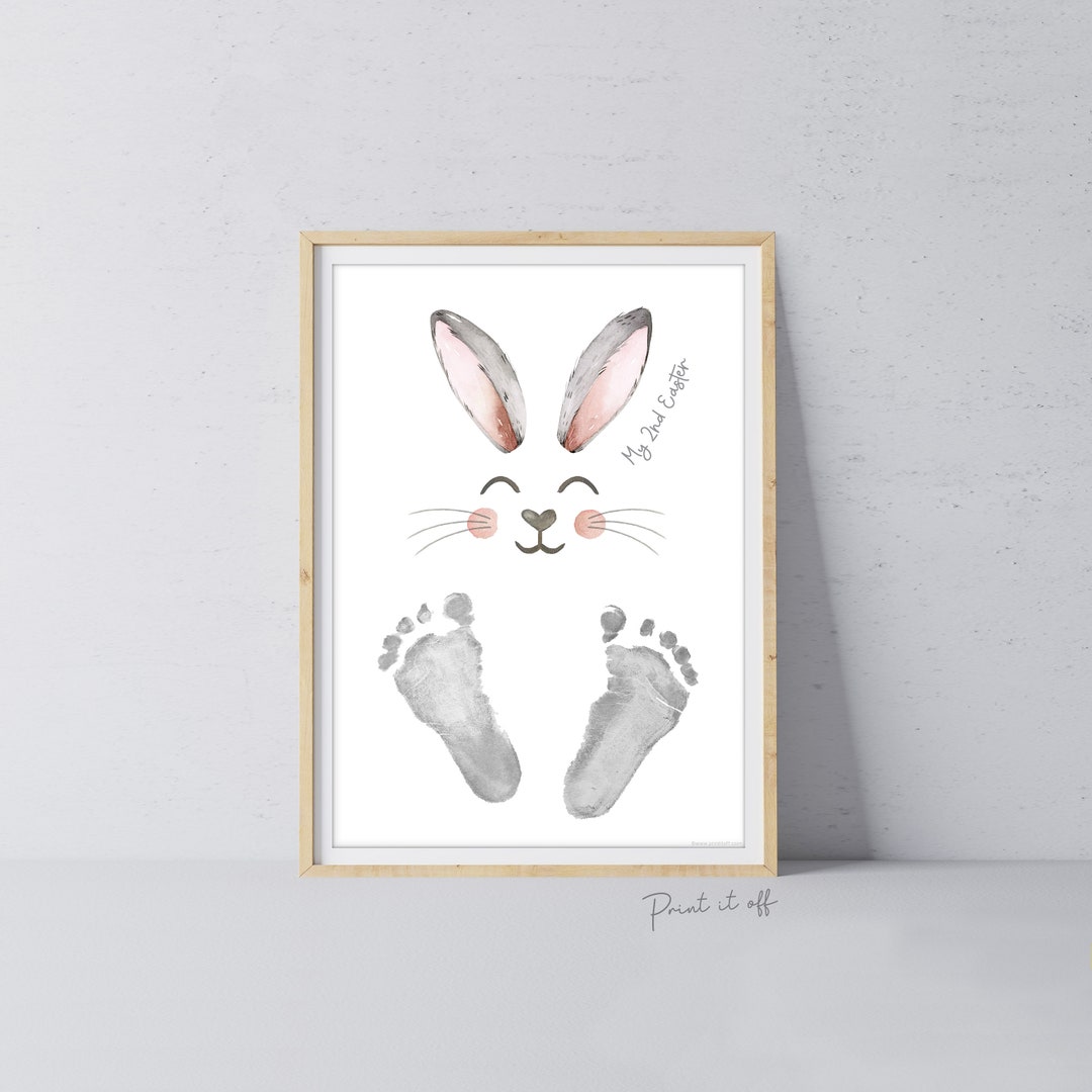 Mein zweites Osterfest / Fußabdruck Handabdruck Kunst / Süßer Hase ...