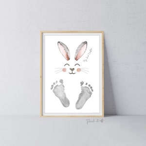 Ma deuxième Pâques / Art empreinte de main / Lapin mignon Joyeuses Pâques / Bébé bambin / Carte souvenir souvenir bricolage / Imprimez 0847