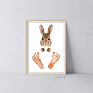 Bunny Feet Footprint Art Craft / Cute Happy Easter Memory / Kids Baby Toddler / Keepsake DIY Card / Print It Off 0708