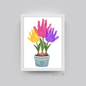3 x Blumen Handabdruck Hand Art Craft / Muttertag Oma / Deine Liebe lässt uns wachsen / Kinder Baby / Geschenk Karte / PRINT IT OFF 0474
