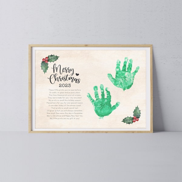 2023 Christmas Handprint Footprint Poem / Xmas Art Craft / Baby Kids Toddler Hands Keepsake Memory Print Card PRINT IT OFF 0677