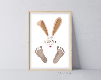 Some Bunny Loves You / Easter Feet / Footprint Handprint Art / Craft Card Gift Activity / Baby Kids Toddler Keepsake / PRINT IT OFF 0211