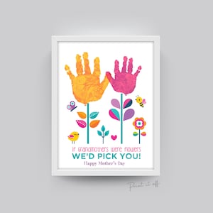 Si las abuelas fueran flores, te elegiríamos a ti / Día de la Madre Abuela / Arte con huellas de manos / Niños Bebés y niños pequeños / Tarjeta de regalo IMPRIMIRLO 0484