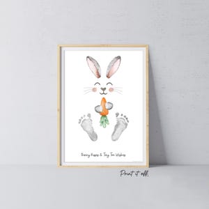 Bunny Kisses Tiny Toes / Footprint Art / Bunny Feet Foot Carrot / Kids Baby Peuter / Keepsake Memory Craft DIY Cadeaubon Print It Off 0930