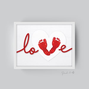 Voetafdrukken liefde / Hart liefde Valentijn / DIY Craft Art Card / Baby Kids Peuter / Keepsake Memory Nursery Wall Art / Print It Off 0037