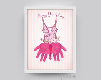 Always Your Princess Dress / Hand Handprint Art / Father's Day Birthday Dad Daddy / Kids Baby Toddler / Gift Craft DIY Card Print 0493