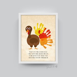 Art de l'empreinte de main de dinde / Action de grâces automne poème d'automne / Artisanat fait main / Carte mémoire souvenir souvenir pour enfant en bas âge pour bébé / Imprimez 0124