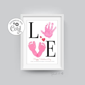 Love EDITABLE / Handprint Footprint Art Craft / Valentine's Mother's Father's Day / Baby Child / DIY Custom Corjl Card Print It Off 0682