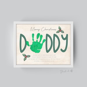 Papa vader handafdruk kunstkaart / Christmas Xmas handafdruk ambacht / baby kinderen peuter handen hand / First Xmas Keepsake Memory Print 0351