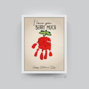 Je t'aime beaucoup, baies / Empreintes de main artistiques / Enfants bébé tout-petit / Cadeau pour la fête des Mères / Carte souvenir à faire soi-même / Impression imprimable 0203