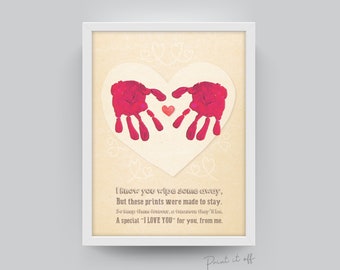 Handprint Art / Wipe Away I love You Poem / Heart Love Valentine / DIY Kids Baby Toddler Craft / Gift Keepsake Card / Print It Off 0035