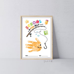 O'Fish'Ally 1er jour poisson scolaire / Maternelle préscolaire garderie préscolaire / Modèle de création artistique bricolage empreinte de main enseignant / Imprimez 0895