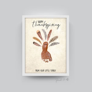 Happy Thanksgiving from Your Little Turkey / Voetafdruk handafdruk Art Craft / Kids Baby Keepsake / Afdrukbare print downloadkaart 0121