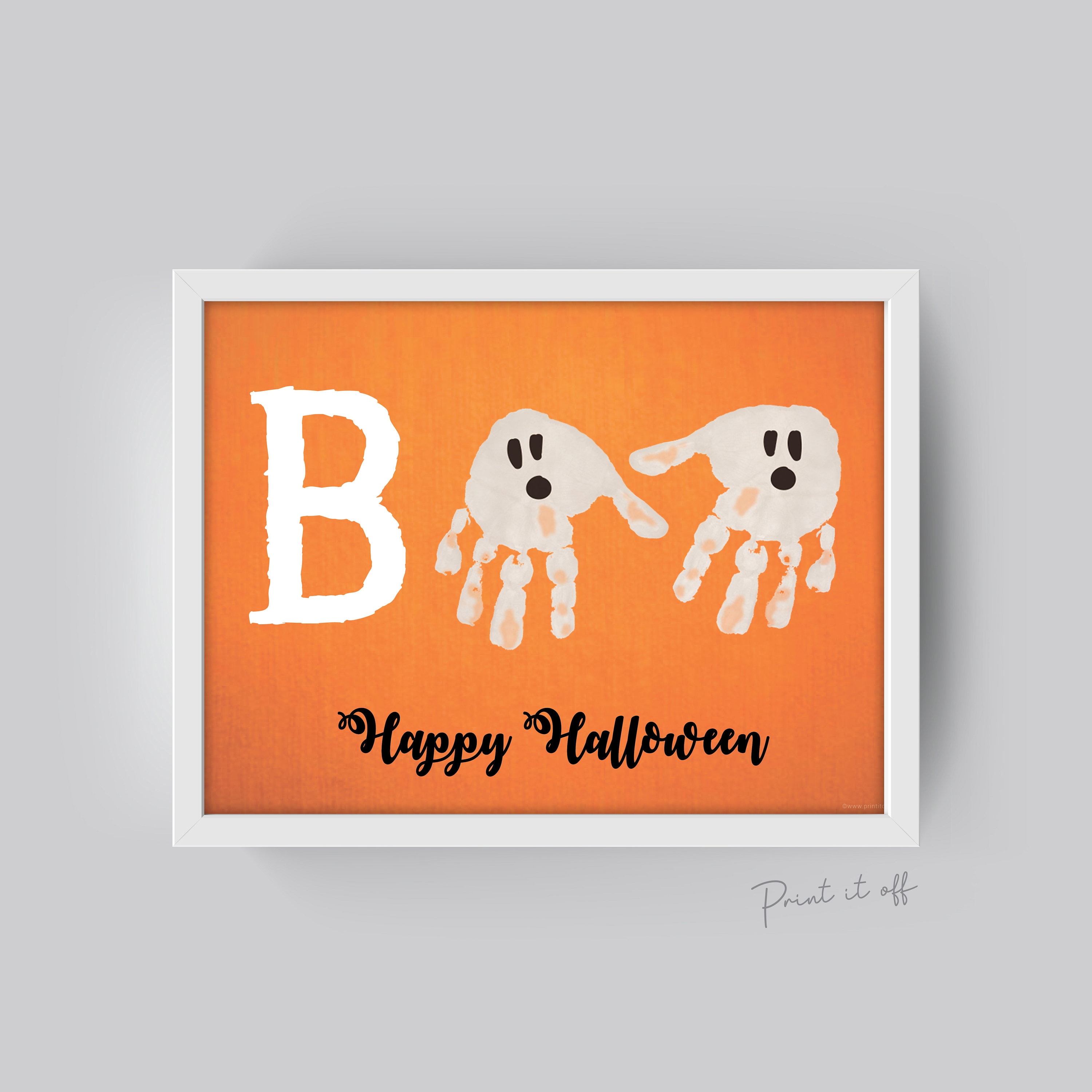 Boo Halloween Keepsake / Handprint Art Craft / Ghost / Happy