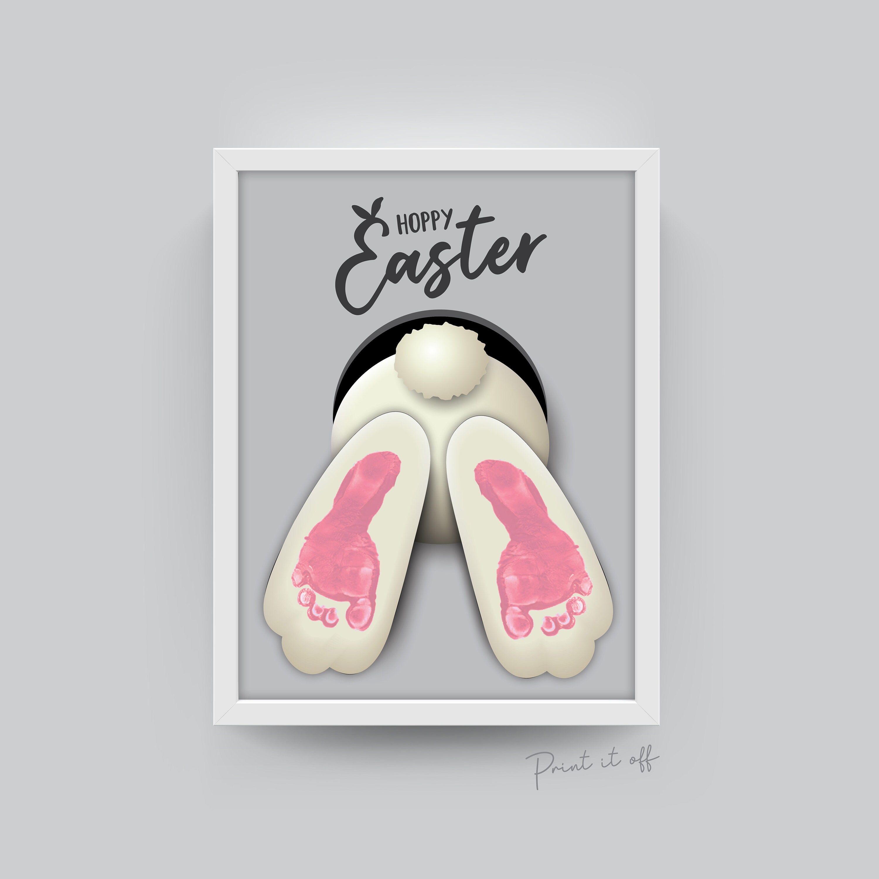 Bunny Bottom Footprints Craft Art / Happy Hoppy Easter Card / Kids Baby ...