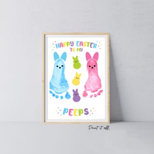 Para mis amigos Felices Pascuas / Arte con huellas de manos / Pies de conejo / Niños Bebé Niño pequeño / Manualidades de recuerdo Tarjeta de regalo Imprime el diseño 0938